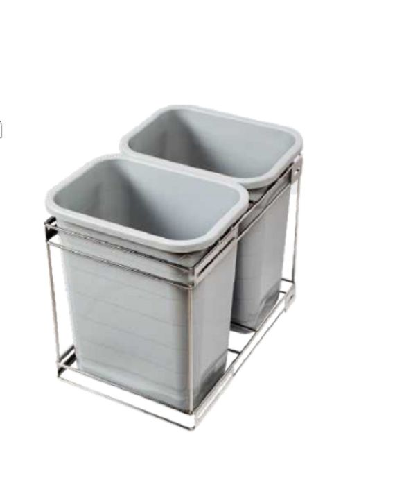 Hilife Stainless Steel Pullout Dustbin Dry & Wet-24x9x12-Inch-SS-304G