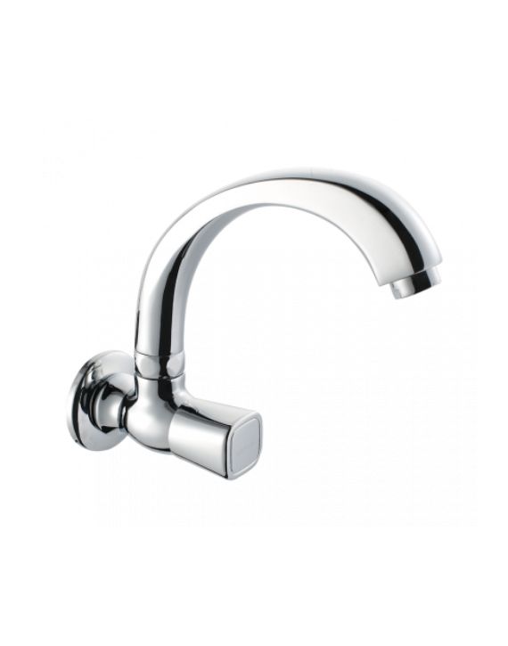 Hindware Dove Sink Cock With Swivel Casted Spout Wall Mounted-F740024-Chrome