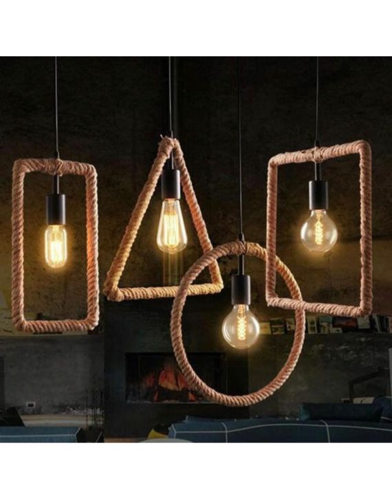 Imperial Geometric Rope Metal Pendant 40W Triangle Hanging Lamp-GRP-TGL
