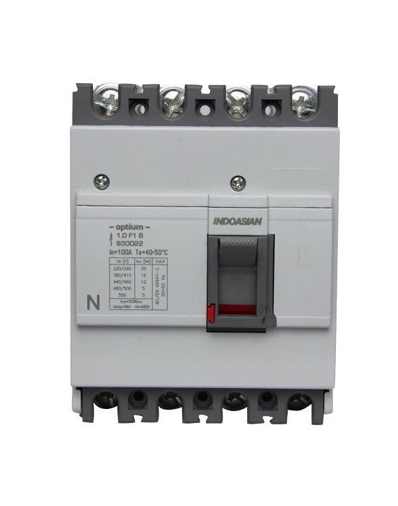 Indoasian Optium 80A 3P 16KA TM 1.0 Fixed F1 White MCCB  Circuit Breakers with Fuses 830007