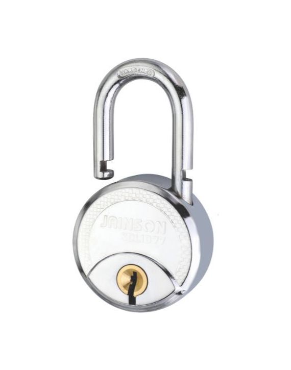 Jainson 57mm Mild Steel Solid B C P Padlock with Hardened Shackle and Double Locking with 4 Keys-Stainless Steel Finish-056