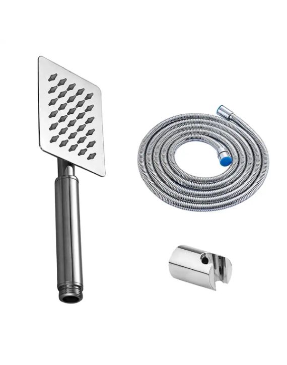 Leo 1/2x60Inch S.S Square Brass Shower with Tube & ABS Hook LEO-LSQ-200B