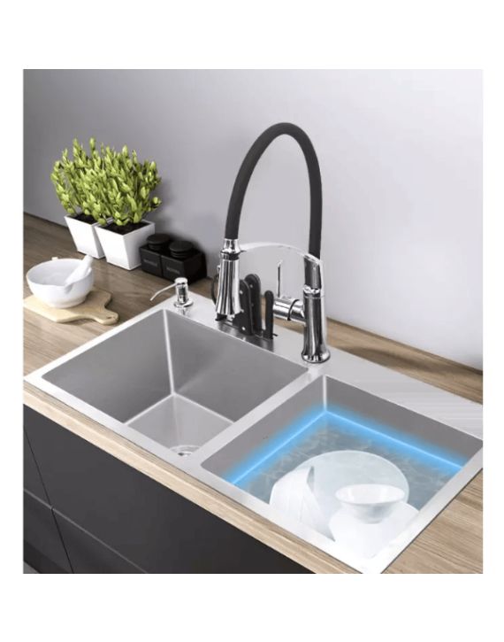 Jaaz Nene 1140x508x254mm Matte Finish Double Bowl with Sink Accessory NENE-DBS-2
