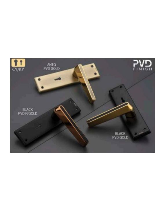 Ramson Android SS Plate Zinc 8Inch 200mm Black PVD Rose Gold Finish CY Mortice Door Handle RAM-AND-BPRG-CY-8