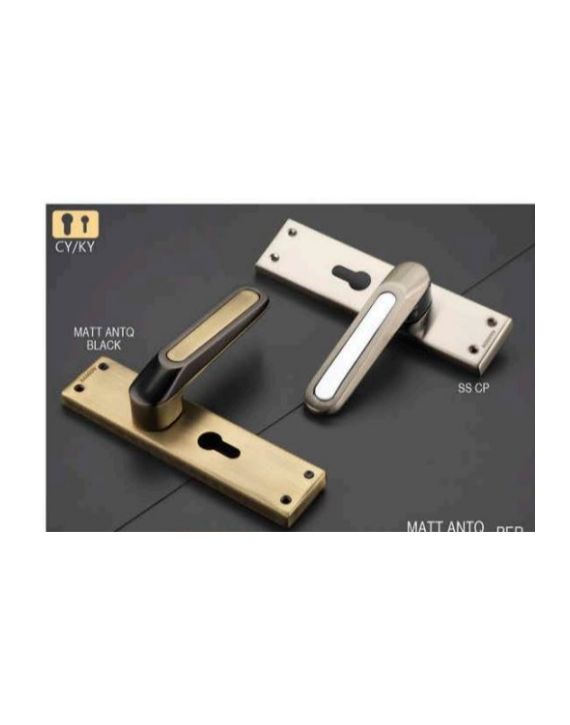 Ramson Charge SS Plate Zinc 8Inch 200mm Matt Antique Black Finish KY Mortice Door Handle RAM-CHA-MANT-KY-8