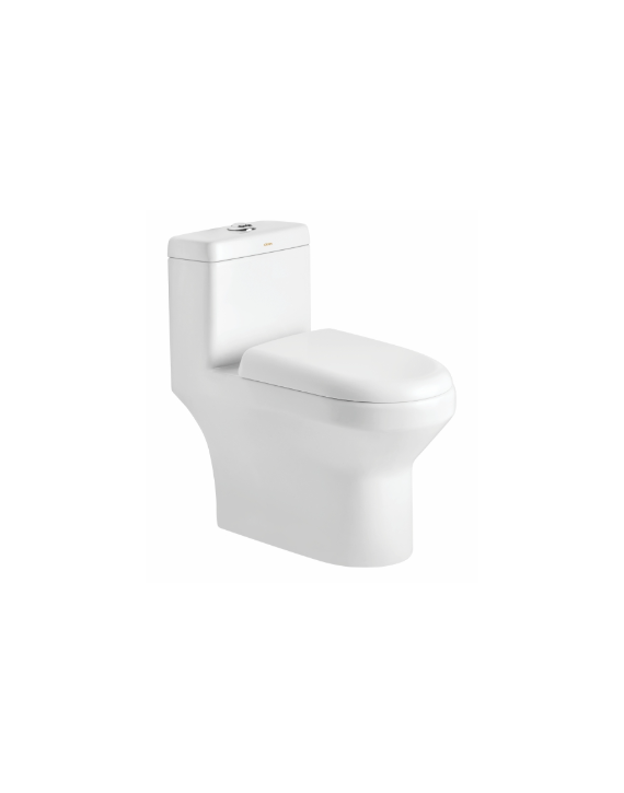 Cera Chisel Snow White 285mm S Trap One Piece Commode with Soft Close Seat Cover & Twin Flush Fitting - S1013128