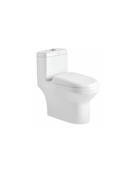 Cera Chisel Snow White 220mm S Trap One Piece Commode with Seat Cover & Twin Flush Fitting - S1013129