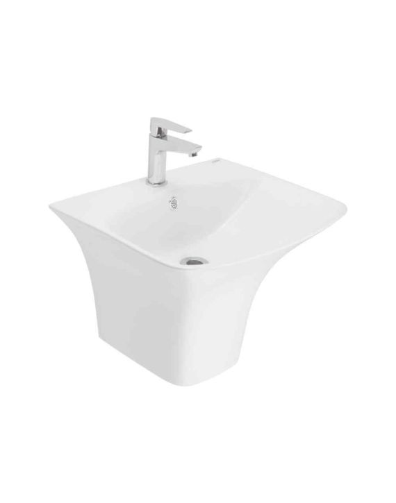Cera Claus Snow White One Piece Wash Basin with Integrated Half Pedestal-S2010103