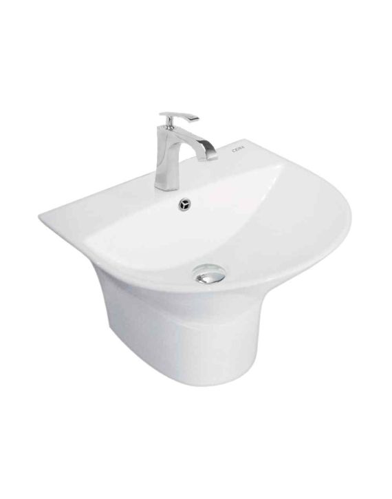 Cera Cisco Snow White One Piece Wash Basin with Integrated Half Pedestal-S2010104