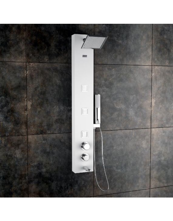 Jaaz Ariel 120x20cm White Matte Aluminium Shower Panel Ariel-White