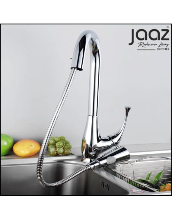 Jaaz Swan Chrome Finish Hot and Cold Pull Out Water Mixer Kitchen Faucet SWAN-KF