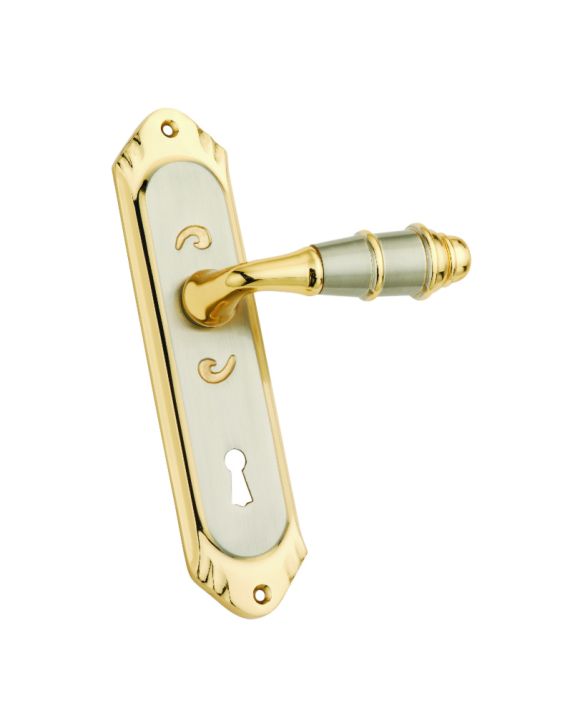 Tyler Brass Door Handle With Mortise Lock-MH-1049-08KY-Full Silver