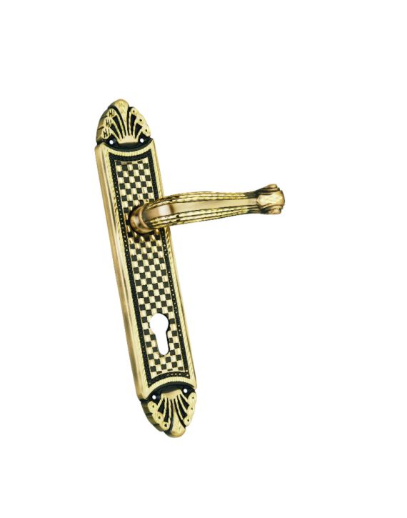 Tyler Brass Door Handle With Mortise Lock-MH-1083-11-Gold Silver