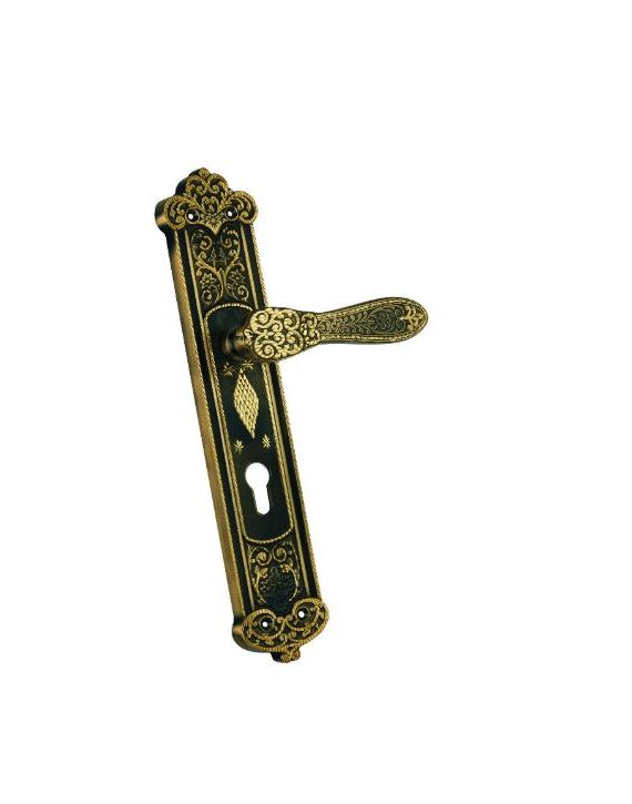 Tyler Brass Door Handle With Mortise Lock-MH-1098-13-Antique-DC