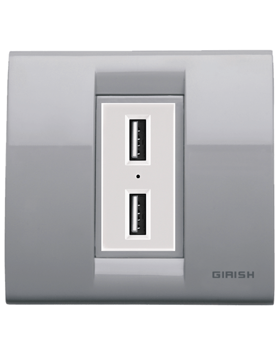 Girish Glisten 2AMP 5V USB Charger With 2 Port Support Modules - G 3788